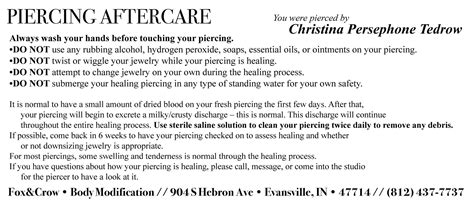 Piercing Aftercare — Fox&Crow Body Modifications