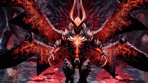 a demonic demon standing in front of a red and black background with ...