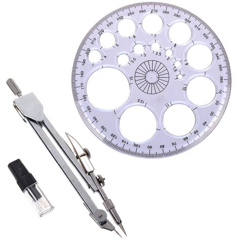 360 Degree Protractor Circle Master Template +Student Drafting Compass ...