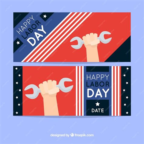 Free Vector | Labor day banners with flat design