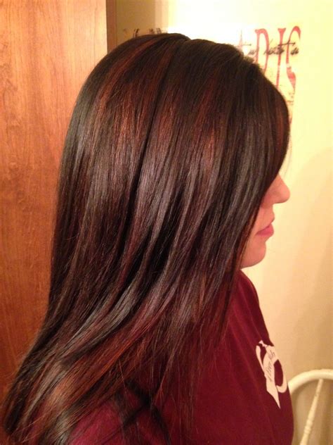 Chocolate Brown Hair with Red Highlights