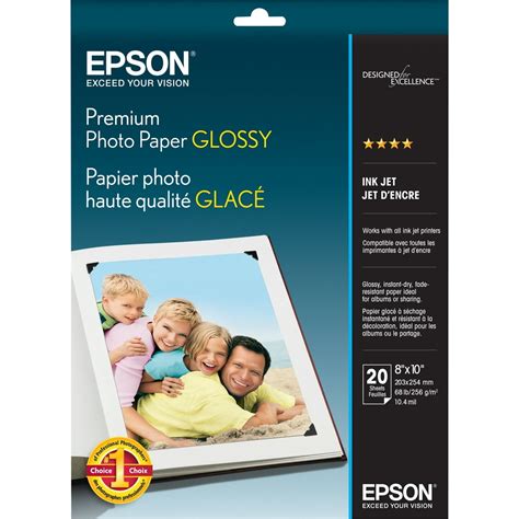 Epson Premium Inkjet Print Photo Paper, White, 20 Sheet (Quantity ...