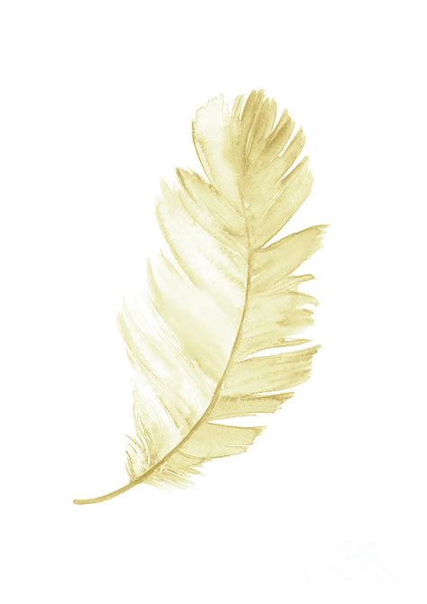 Golden Feather Wall Decor Watercolor Illustration Painting by Joanna ...