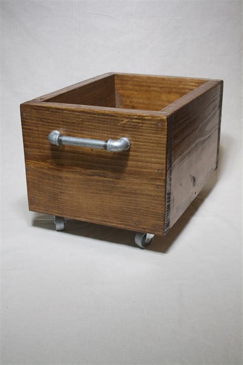 Industrial Storage Box on Wheels, Wood Storage Bin on Casters ...