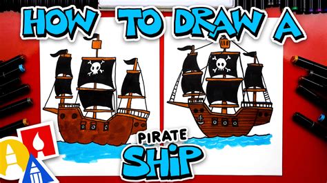 How To Draw A Super Cool Pirate Ship - Art For Kids Hub