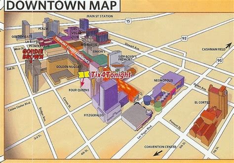 Downtown Fremont street hotels map Plaza Hotel Casino, Freemont Street ...