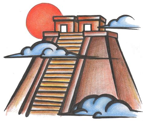 Mayan Temple Sketch at PaintingValley.com | Explore collection of Mayan ...