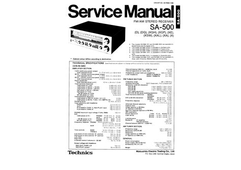 Service Manual for TECHNICS SA500 - Download