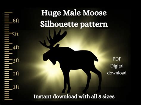 8ft Male Bull Moose Silhouette Printable Trace and Cut - Etsy