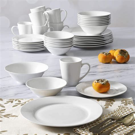 Gibson Porcelain Zen Buffet 16 Piece Round Full Dinnerware Set, White ...