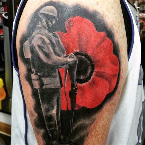 75 Poppy Tattoo Designs For Men - Remembrance Flower Ink | Red poppy ...