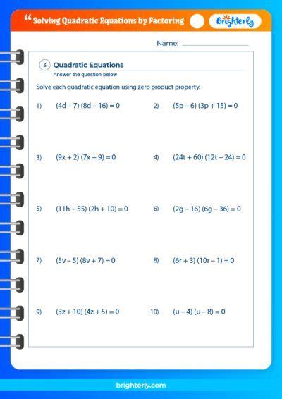 FREE Solving Quadratic Equations By Factoring Worksheets [PDFs]