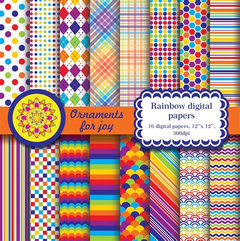 Colorful Digital Papers, Bright Color Digital Papers, Rainbow Digital ...