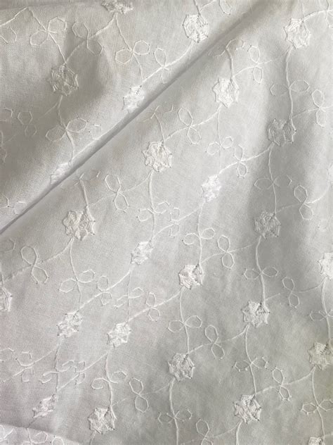 White embroidered cotton fabric | Bodikian Textiles