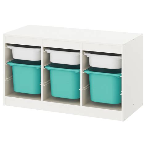 TROFAST storage combination with boxes, white/turquoise, 39x173/8x22 ...