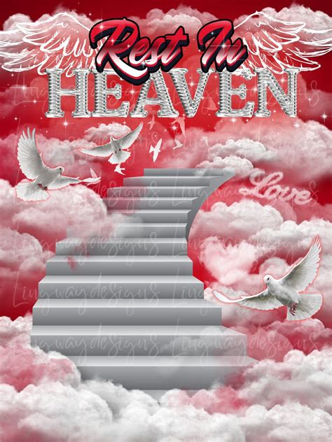 Red Sky Rest in Heaven Clouds Heavens Stairway Memorial Background PNG ...