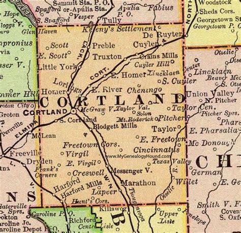 Cortland County, New York 1897 Map by Rand McNally, NY