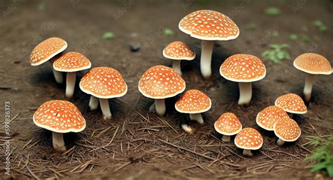 Pantherina Amanita mushrooms. ai generation Stock Illustration | Adobe ...