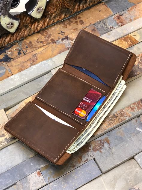 Trifold Mens Wallet, Men's Leather Trifold Wallet Made with Distressed ...