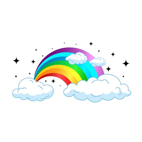 Rainbow Clouds Vector Hd PNG Images, Rainbow Clip Art With Stars And ...