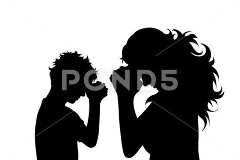 Vector silhouette of family who praying on white background. Symbol of ...