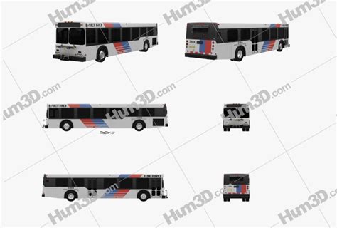 New Flyer D40LF bus 2010 Blueprint Template - 3DModels