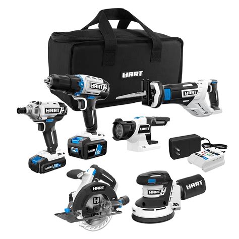 HART 20-Volt Cordless 6-Tool Combo Kit (1) 4.0Ah & (1) 1.5Ah Lithium ...