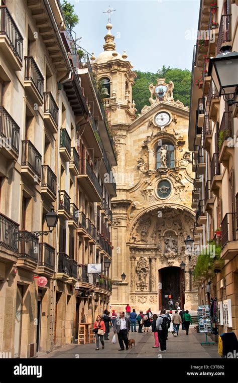 San Sebastian Spain Church of Santa Maria Basque Country old town city ...