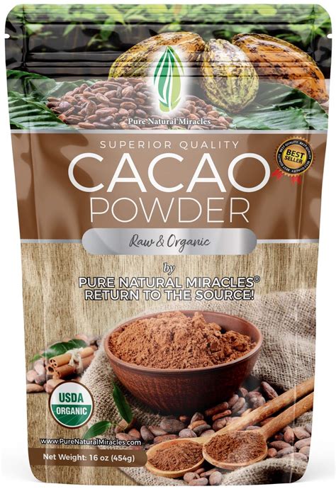 Pure Natural Miracles Cacao Powder Organic Raw Unsweetened Cocoa 1 lb ...