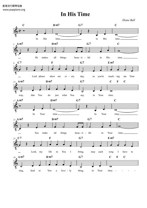 in his time | Sheet Music | Piano Score Free PDF Download | HK Pop ...