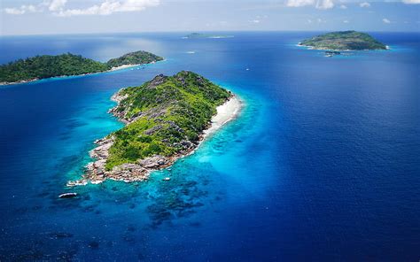 Seychelles, tropical islands, aerial view, Indian Ocean, islands, ocean ...