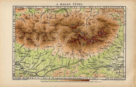 Antique map of High Tatras or High Tatra Mountains from 1897 by ...