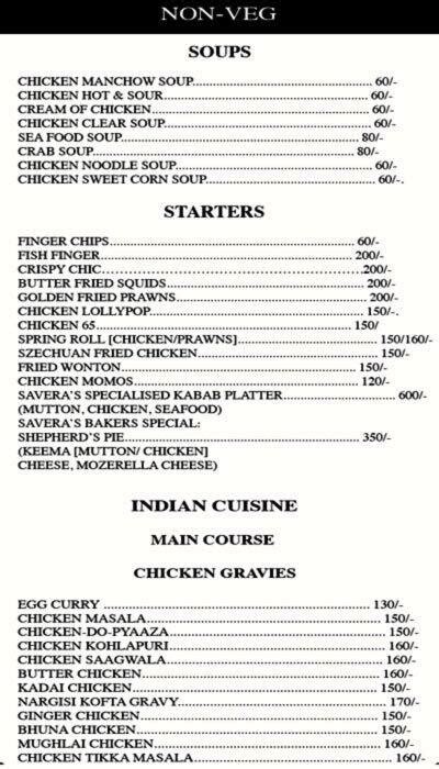 Savera Restaurant and Takeaway Menu - Zomato