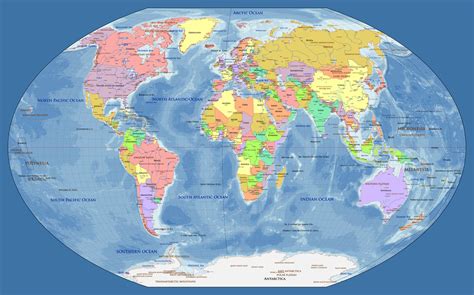 Political world map Winkel-Tripel projection 27492424 Vector Art at ...