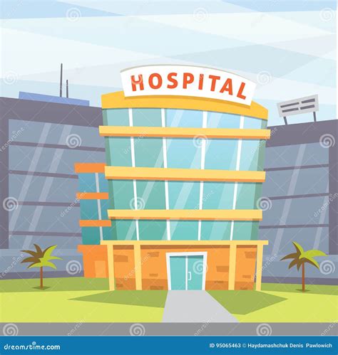 Hospital Building Cartoon Modern Vector Illustration. Medical Clinic ...