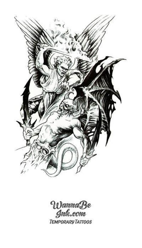 Warrior Angel Fighting Demon Best Temporary Tattoos - Etsy