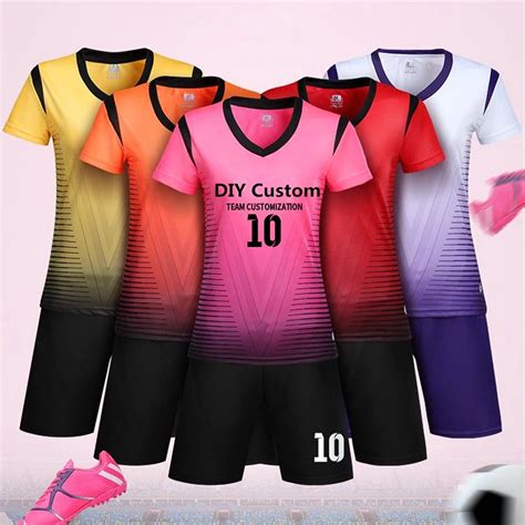 Women soccer jersey sets female sport kit volleyball football jerseys ...