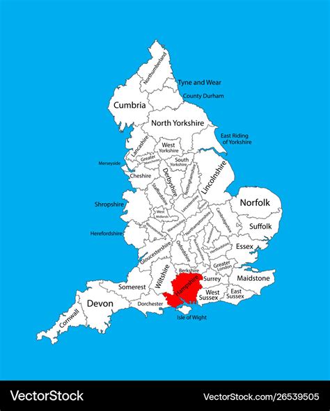 Map hampshire south east england united kingdom Vector Image