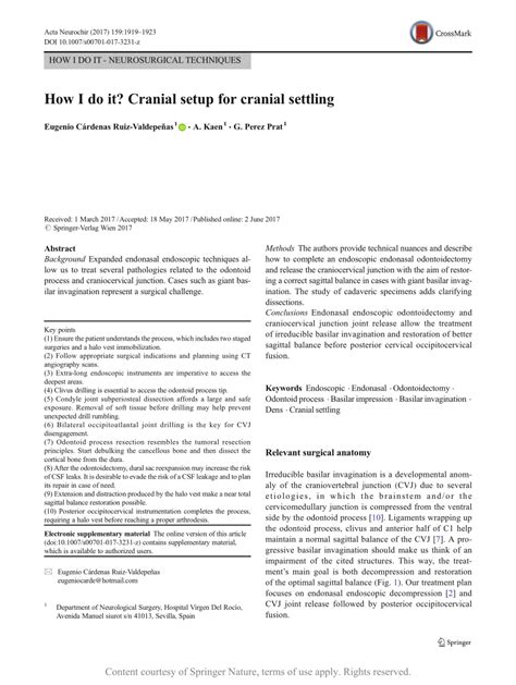 How I do it? Cranial setup for cranial settling | Request PDF