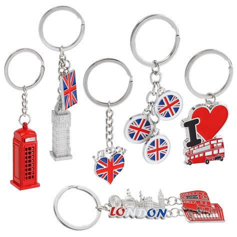 Buy JuvaleLondon Keychains - 6-Pack Souvenir Key Rings, 6 Assorted ...