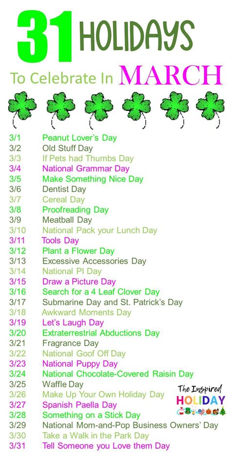 Wacky March Holidays in 2022 | Fun calendar days, National holiday ...