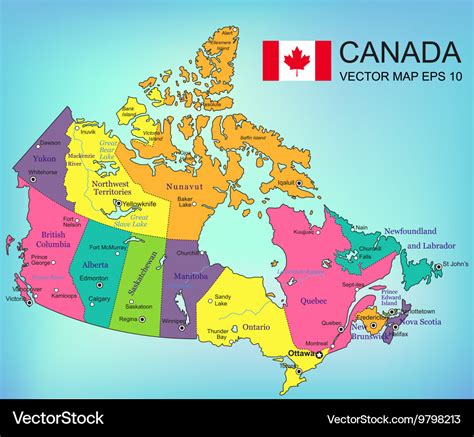 Canada map with provinces all territories Vector Image