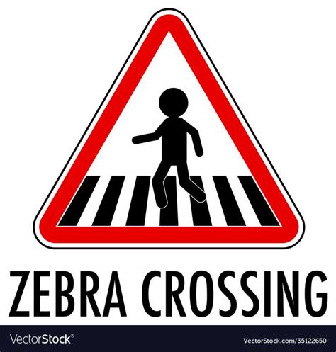 Zebra crossing traffic sign on white background vector image on ...