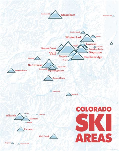 Colorado Ski Resorts Map Poster - Best Maps Ever