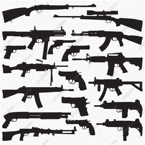 Silhouettes Guns, Action, Actions, Arms PNG and Vector with Transparent ...