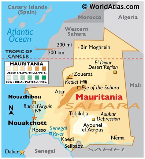 Mauritania Map / Geography of Mauritania / Map of Mauritania ...