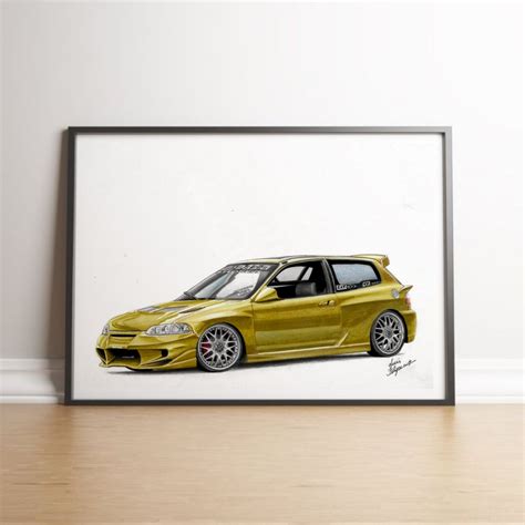 The Fast and the Furious Car Art Poster: HECTOR'S HONDA CIVIC Eg ...