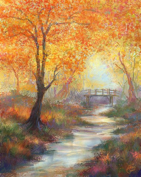 “Autumn Bridge,” my first painting in over a year. : r/DigitalArt