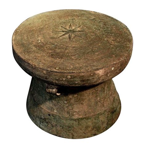 A well cast and intricately decorated bronze drum from the Dong Son ...