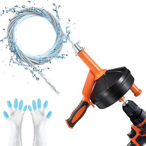 Drain Auger, Breezz Clog Remover with Drill Adapter, 25 Feet Heavy Duty ...